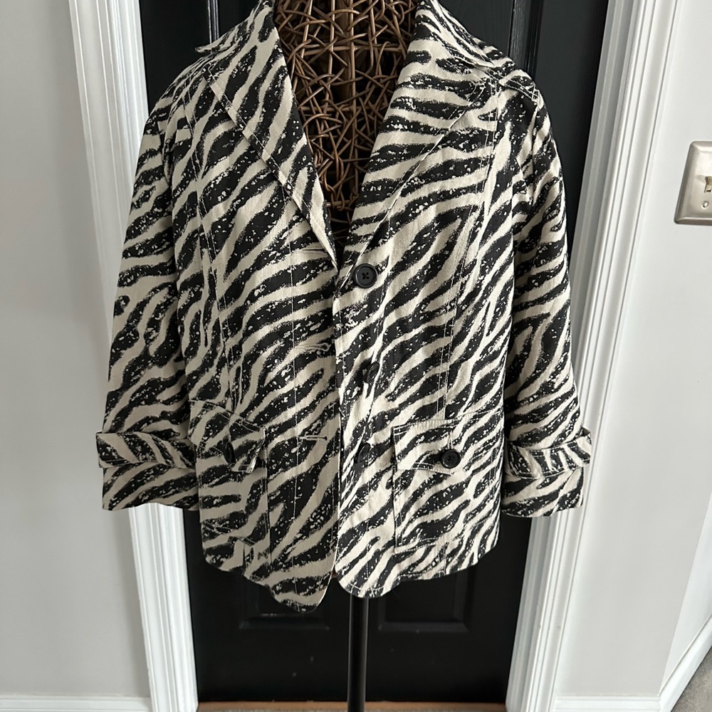 Studio Works Black and White Zebra Print Blazer